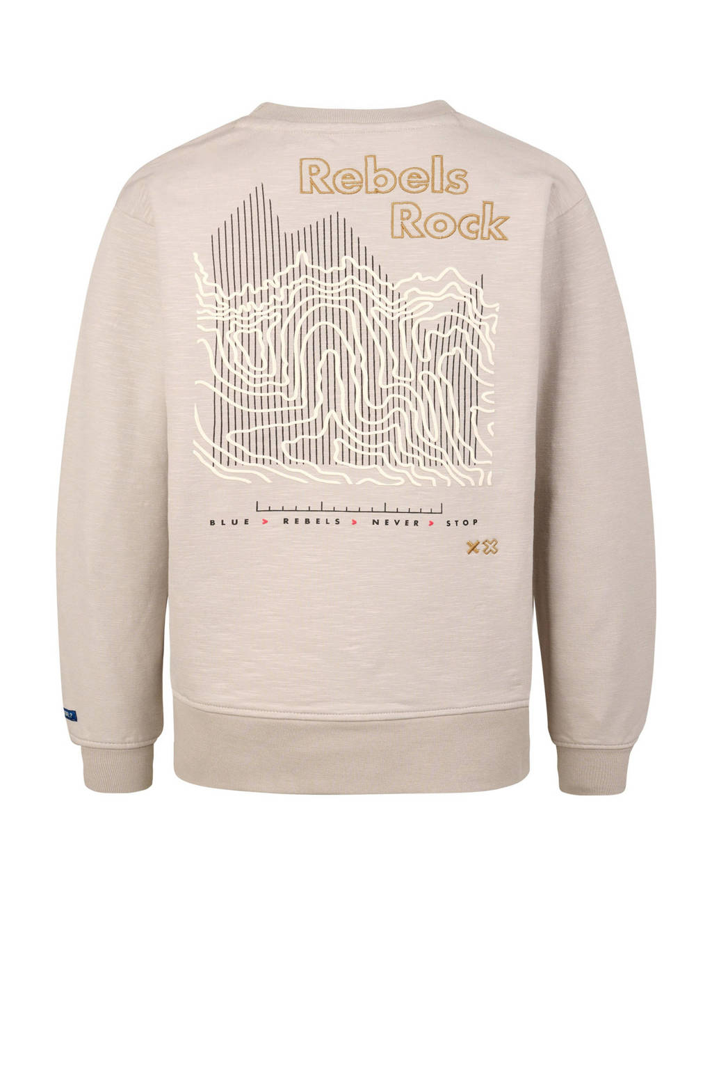 Blue Rebel sweater Kristian met backprint beige