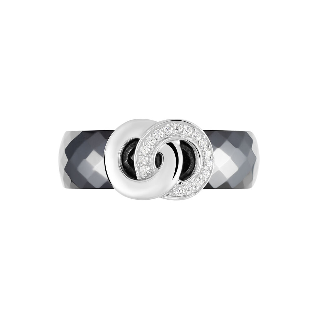 Bague Argent Blanc Valérie Oxyde De Zirconium Et Céramique