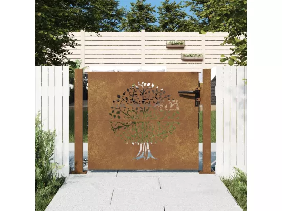 Portail de jardin 105x80 cm acier corten conception de l'arbre