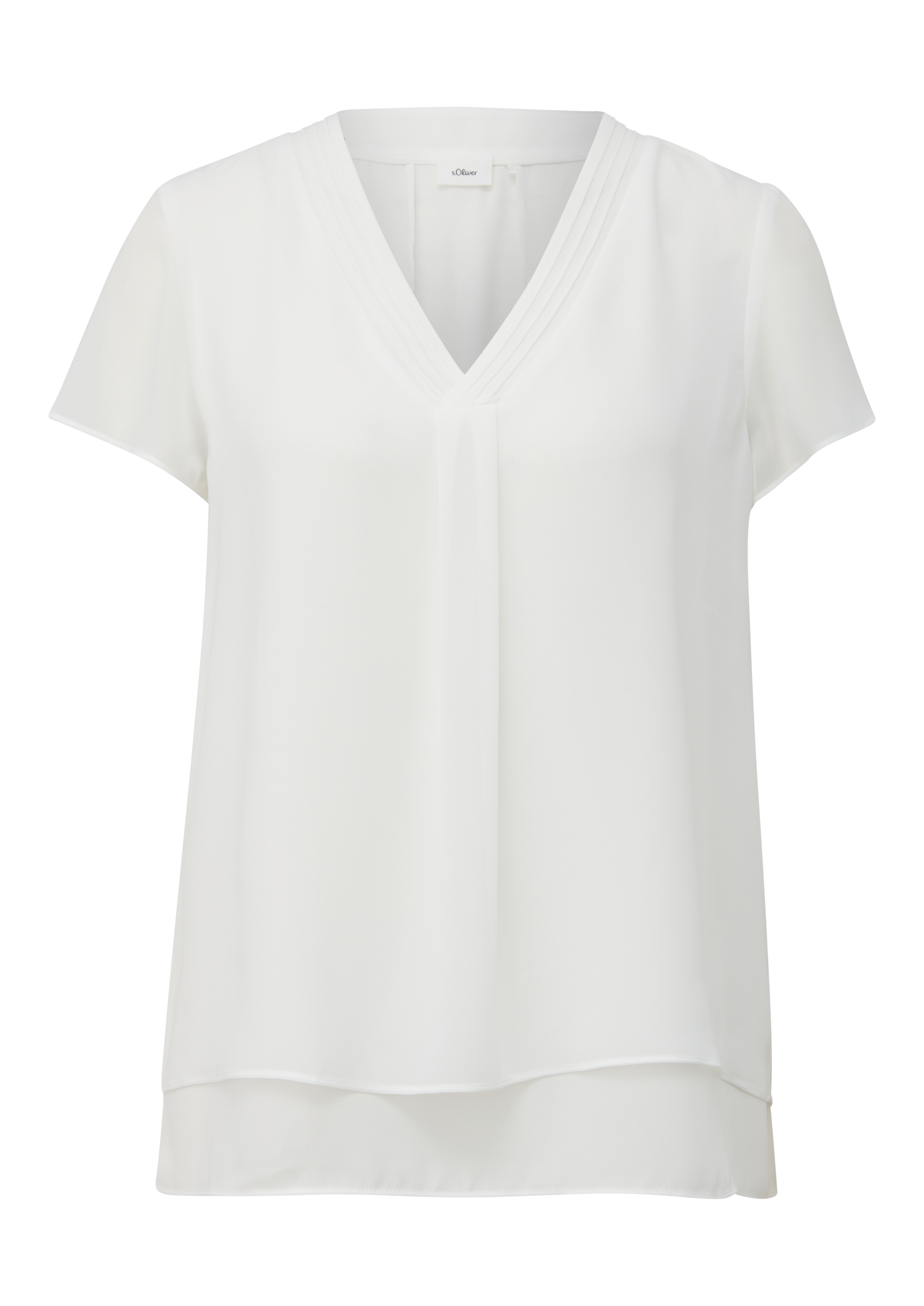 s.Oliver BLACK LABEL Shirtbluse , in Doppel-Layer-Optik und mit V-Ausschnitt