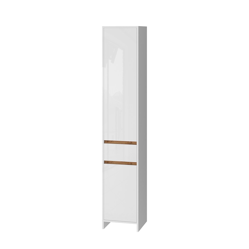 Vicco Badschrank Detmold Weiß Eiche 35 x 190 cm mit 2 Türen und eine Schublade