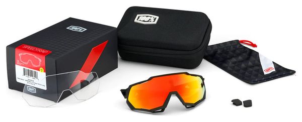 Lunettes 100% Speedtrap Soft Tact Noir - Hiper Red Multilayer