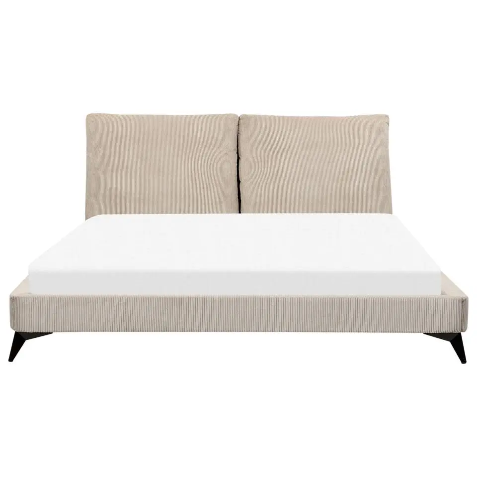 MELLE - Tweepersoonsbed - Taupe - 180 x 200 cm - Corduroy