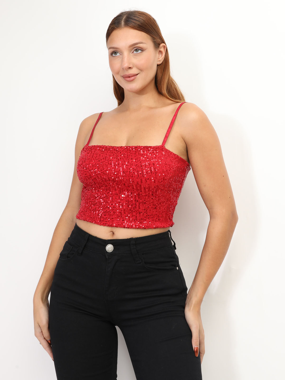 Brassière à sequins- Rouge