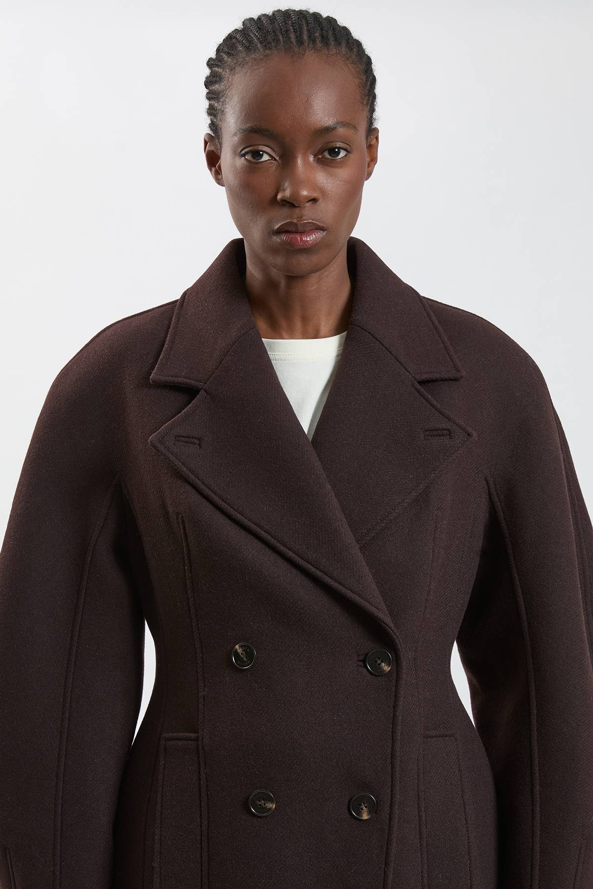 KarenMillen Manteau Mi-long Ajusté En Laine À Manches Arrondies