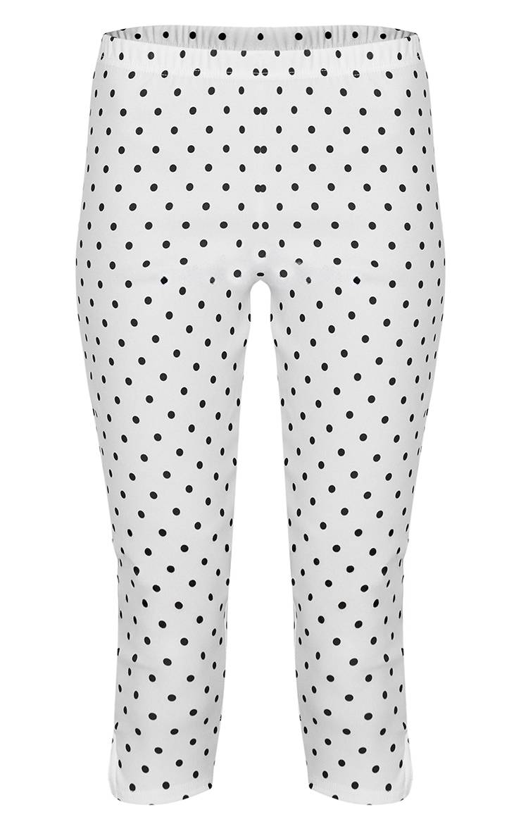 Blanc Ensemble Coordonné Pantalon Capri À Pois