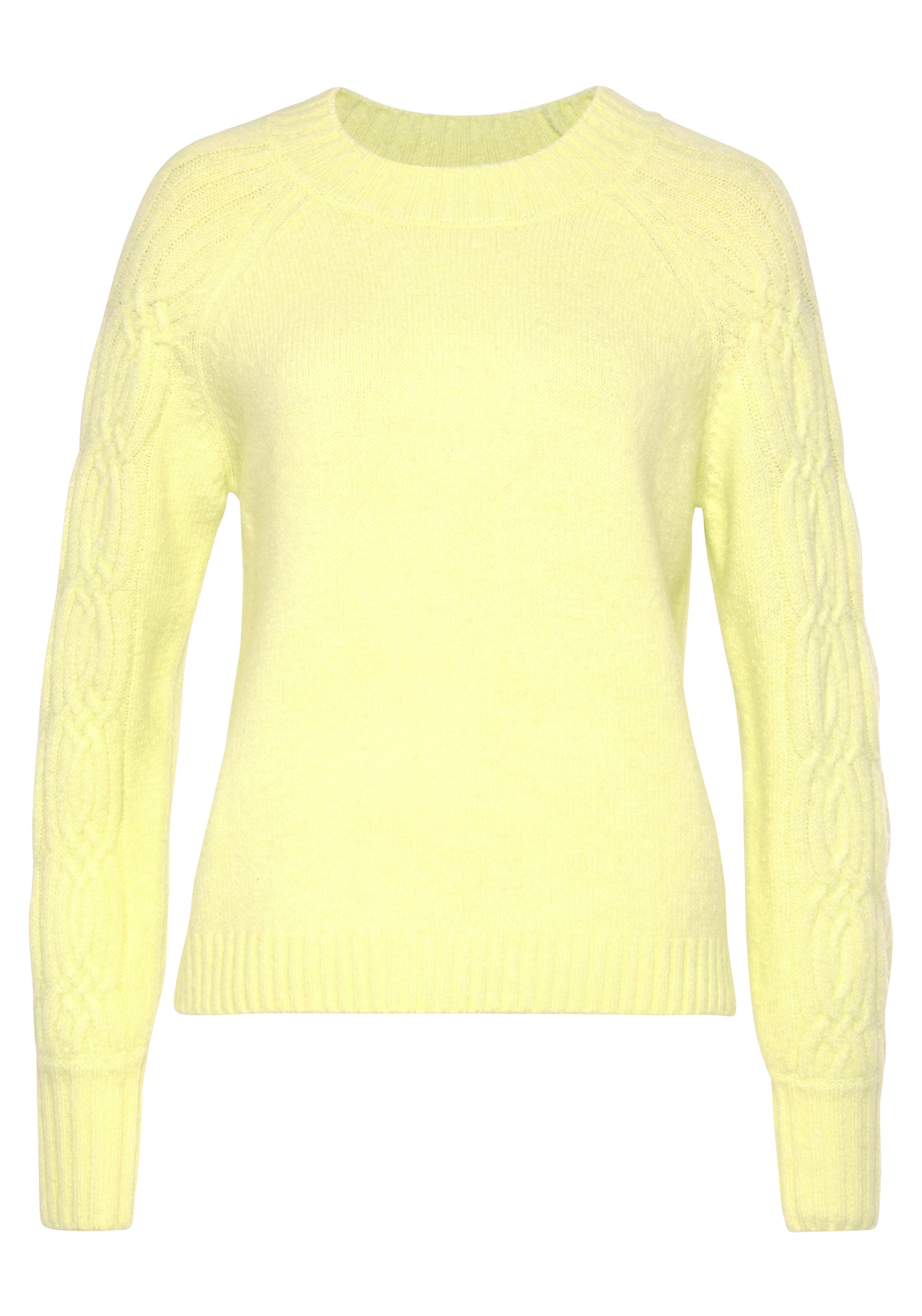LASCANA Rundhalspullover , mit Zopfstrickdetails an den Ärmeln, farbenfroher Strickpullover