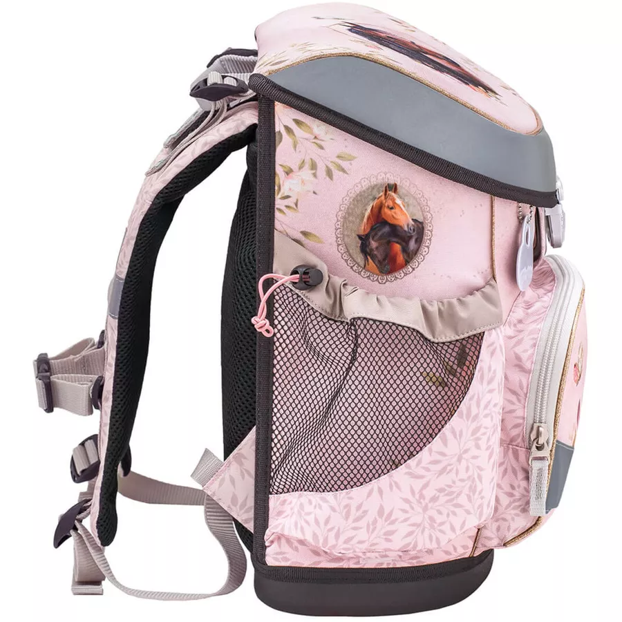 Belmil Schulranzen Mini Fit Schulranzen Set 5-teilig mit Brustgurt Horse Chestnut