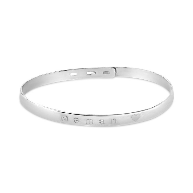 Jonc argent 925 Maman coeur