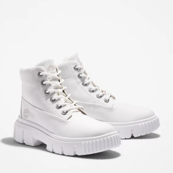 Bottine à lacets mi-haute Greyfield pour femme en blanc