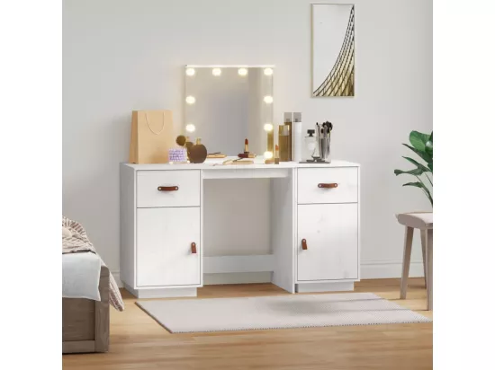 Ensemble de coiffeuse avec LED Blanc Bois de pin solide