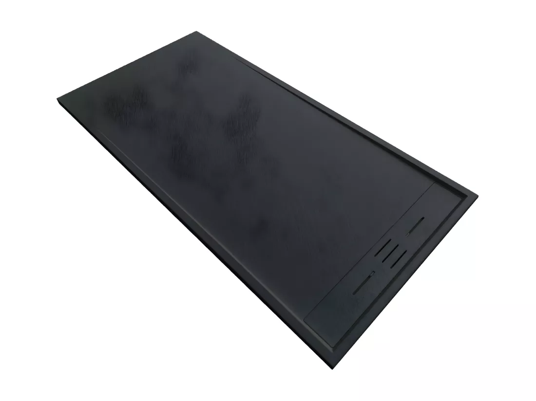 Receveur de douche 80 x 180 cm extra plat SALVI en SoliCast® surface ardoisée noir