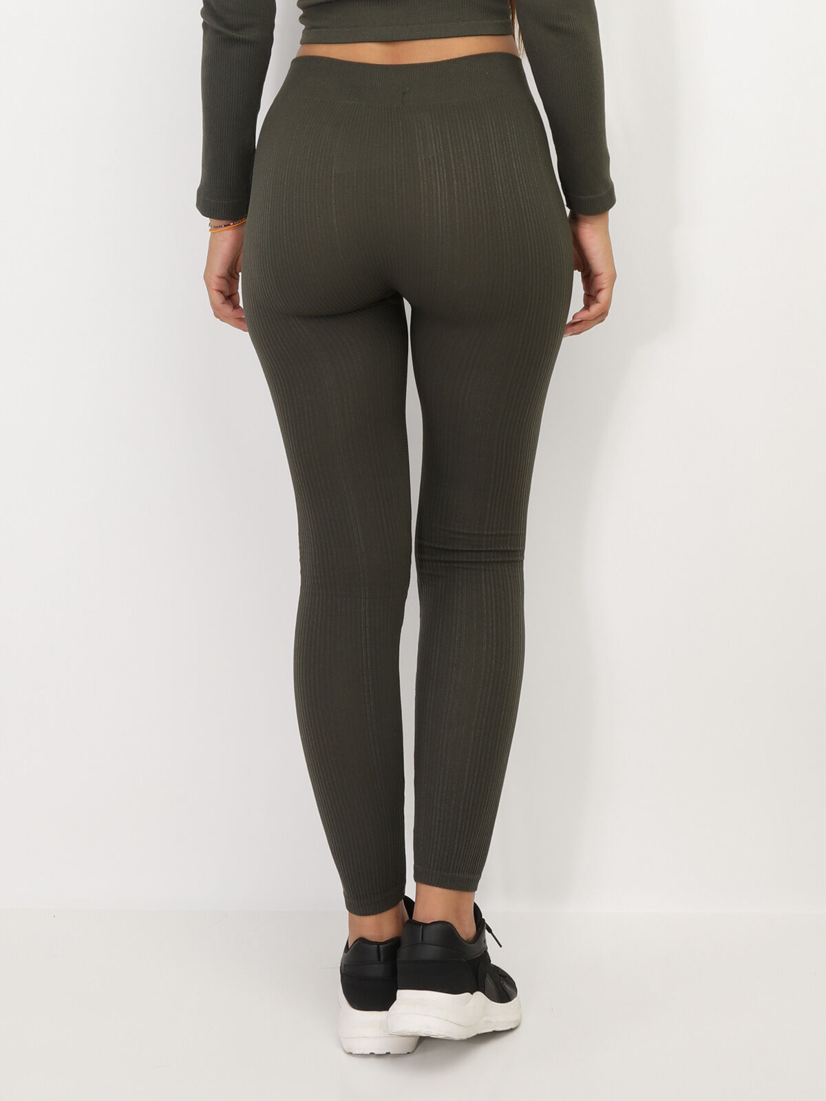 Legging côtelé basique- Kaki
