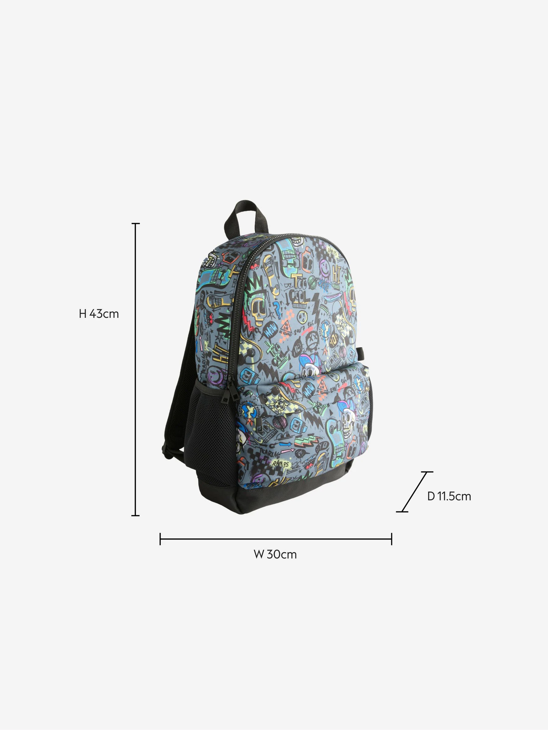 Grijze doodle print - Rugzak