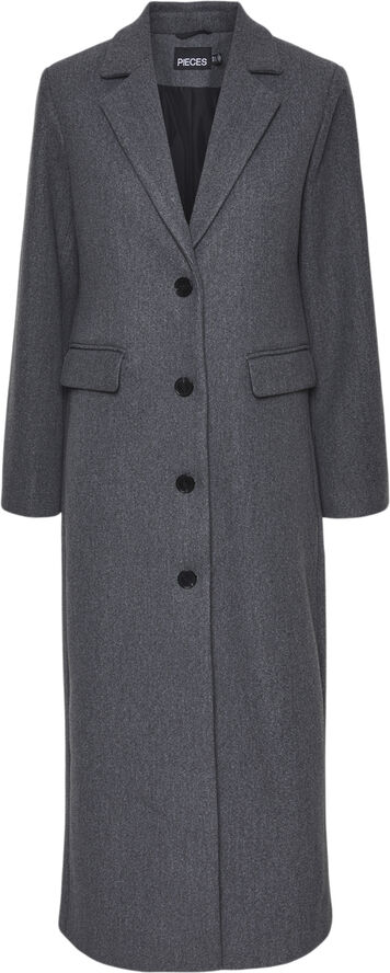 Pieces PCNADINE LONG COAT Dark grey melange
