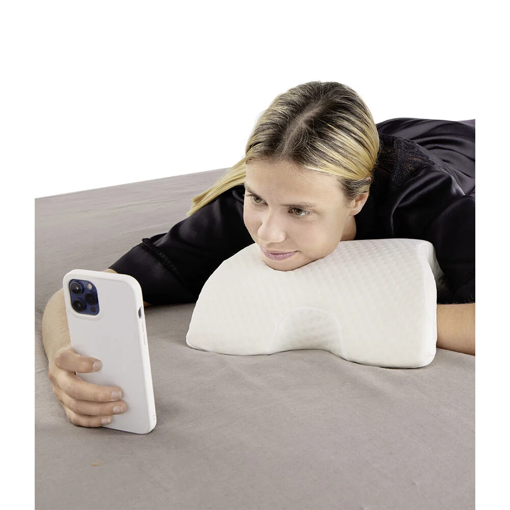 Coussin mémoire de forme oreiller incurvé blanc 36x30xH13cm