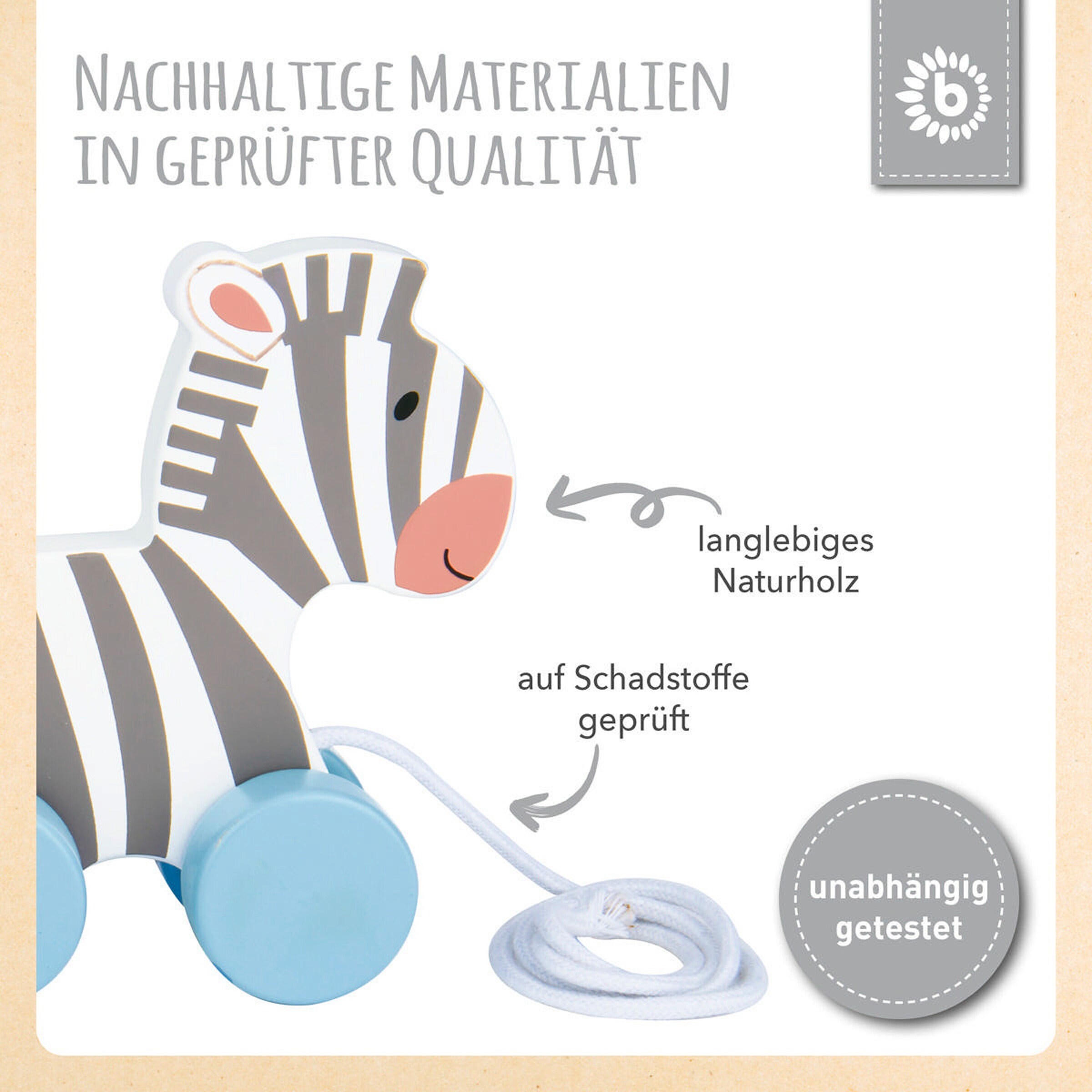 Bieco Nachziehspielzeug Zebra Clara und Lara - ab 12 Monate Mehrfarbig