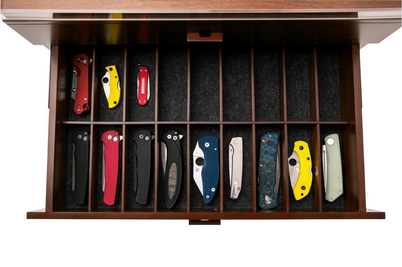 Holme & Hadfield Armada Knife Display Case AD-WT-0992-1 Walnut, zakmessen display voor 50 stuks