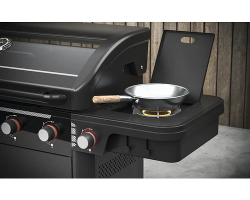 Tenneker® Gasgrill Halo Power Zone TG 4 180,4 x 61 x 117,5 cm 4-pits + zijbrander, gietijzeren rooster, platformsysteem, glazen inzetstuk in het deksel