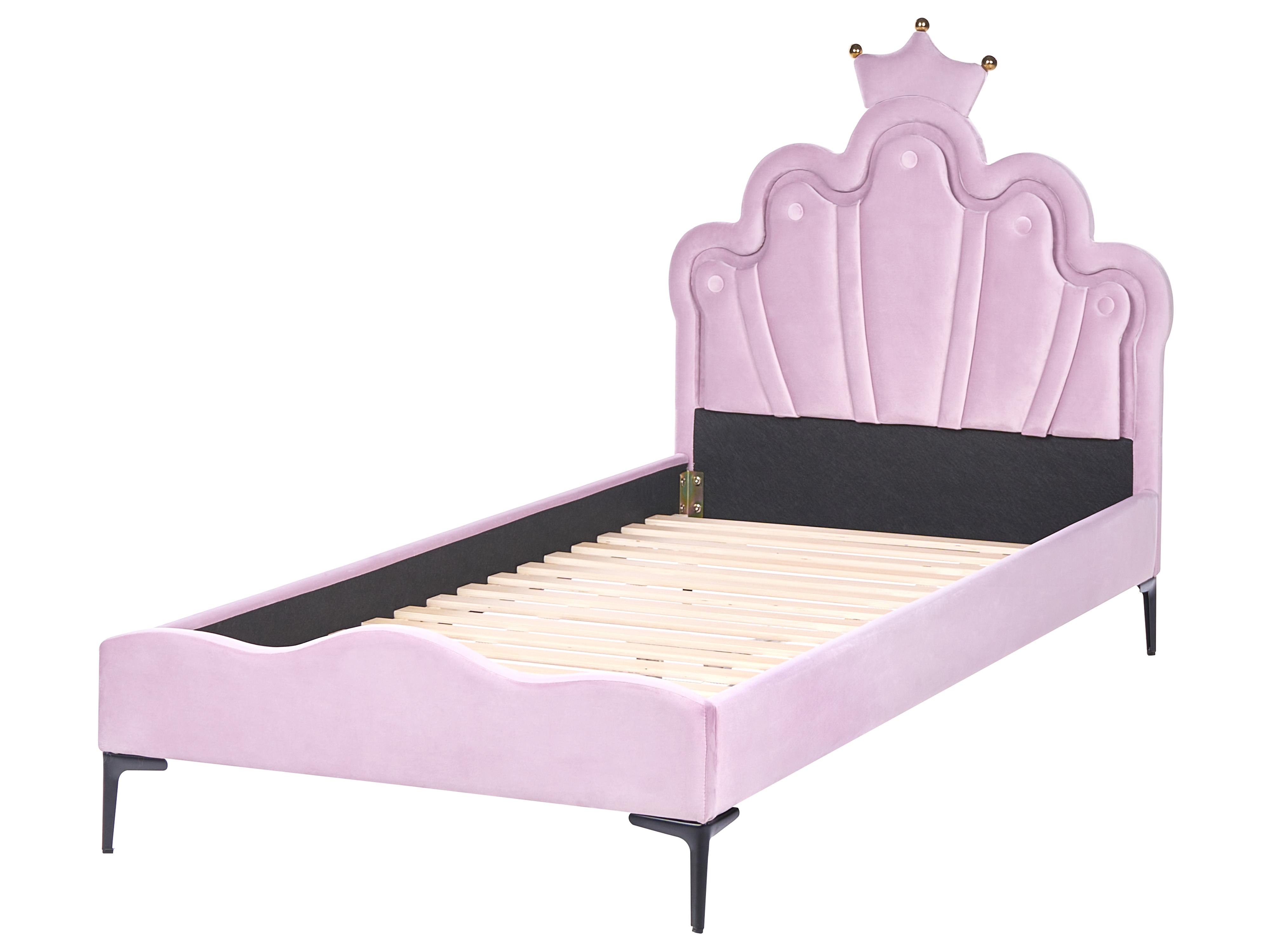 Kinderbed Kroon Fluweel RUBIAN 90 x 200 cm met LED-verlichting Paars