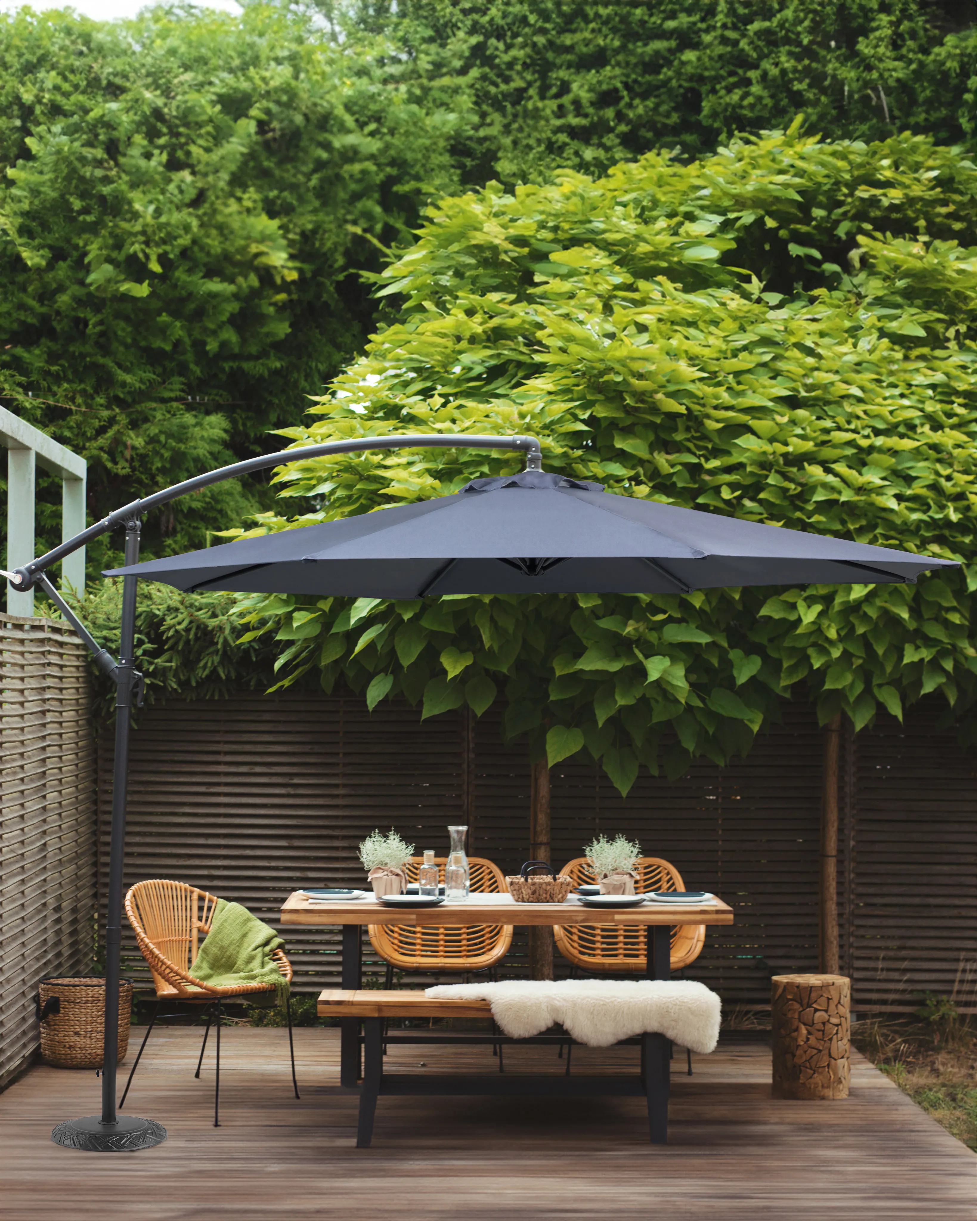 Zweefparasol 300 cm RAVENNA Donkergrijs