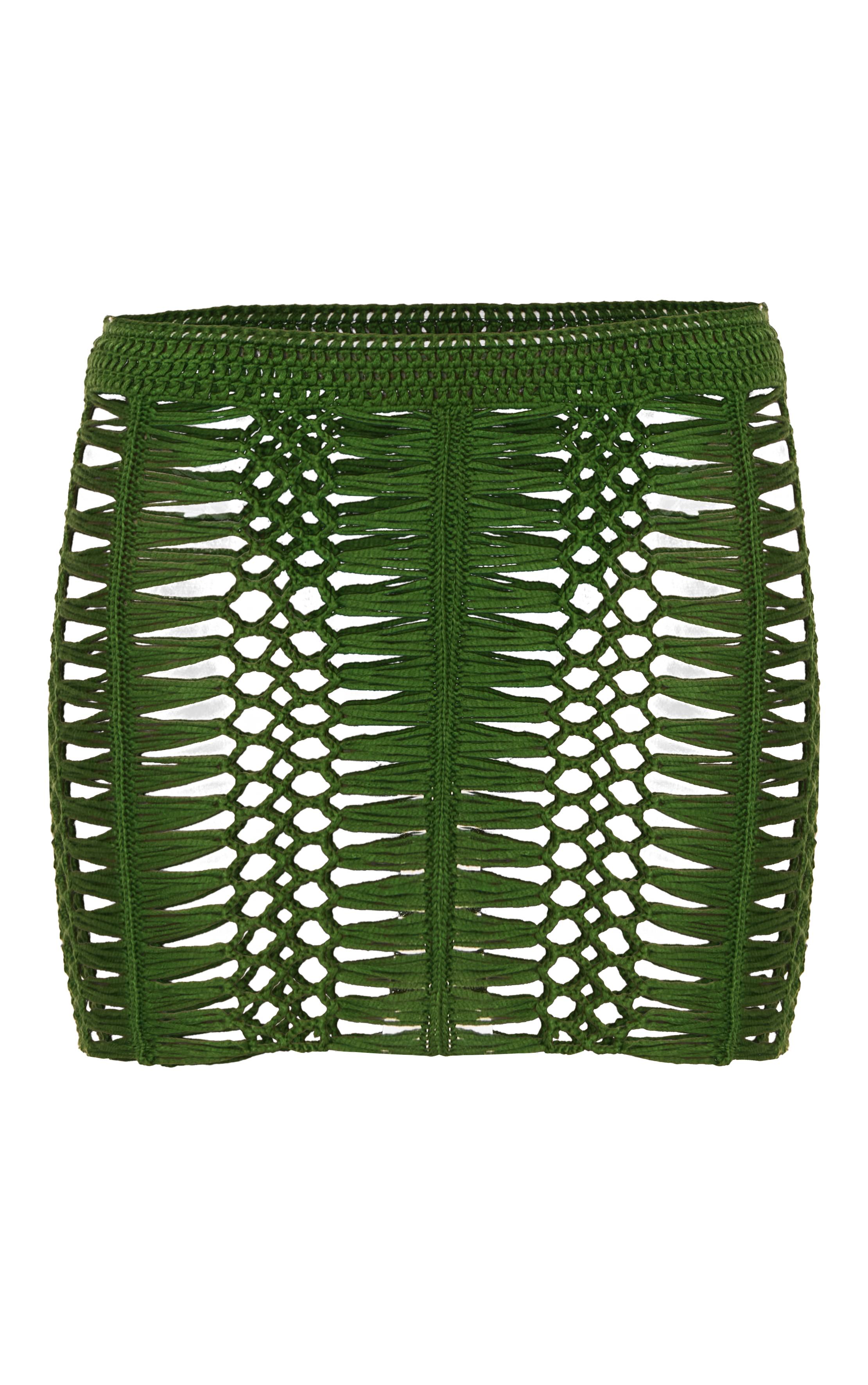 Vert Emeraude Mini Jupe En Tricot Crochet Petite