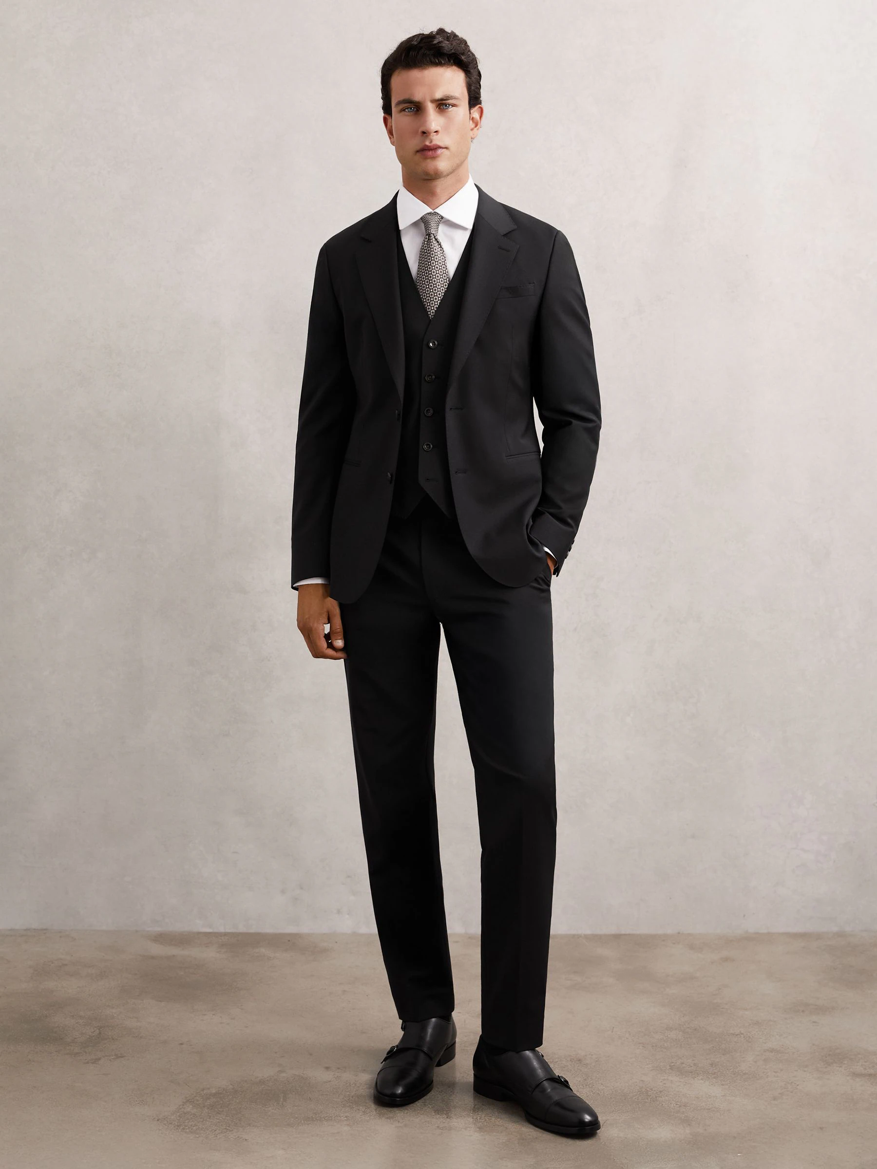 Zwart - Reiss Promise Wool-Blend Single-Breasted Suit Blazer Slim-Fit