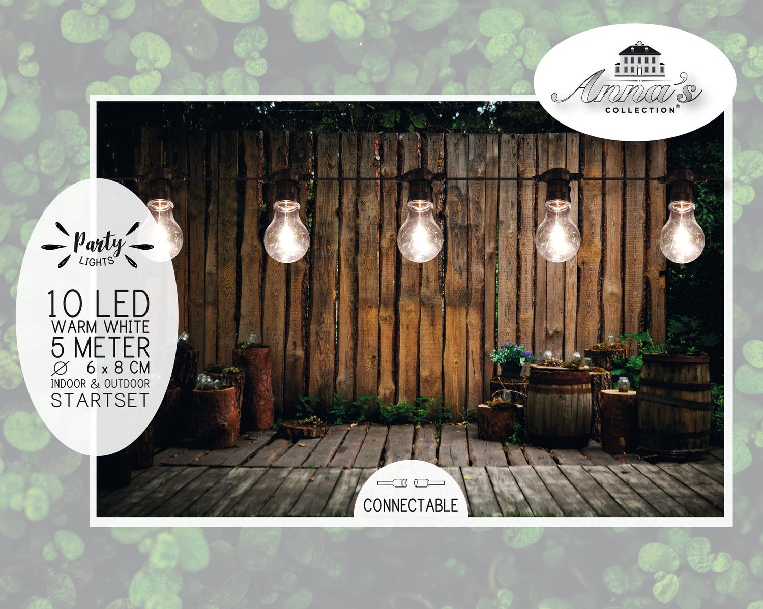 Verlichtingssnoer startset 5m met 10 LED lampjes warm wit