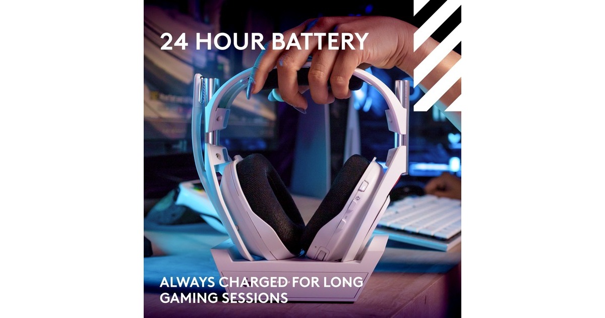 Logitech GAstro A50 LIGHTSPEED over-ear gaming headset  (Wit, Basisstation (Gen 5), Pc, Xbox, PS5, Nintendo Switch, Bluetooth / USB-C)