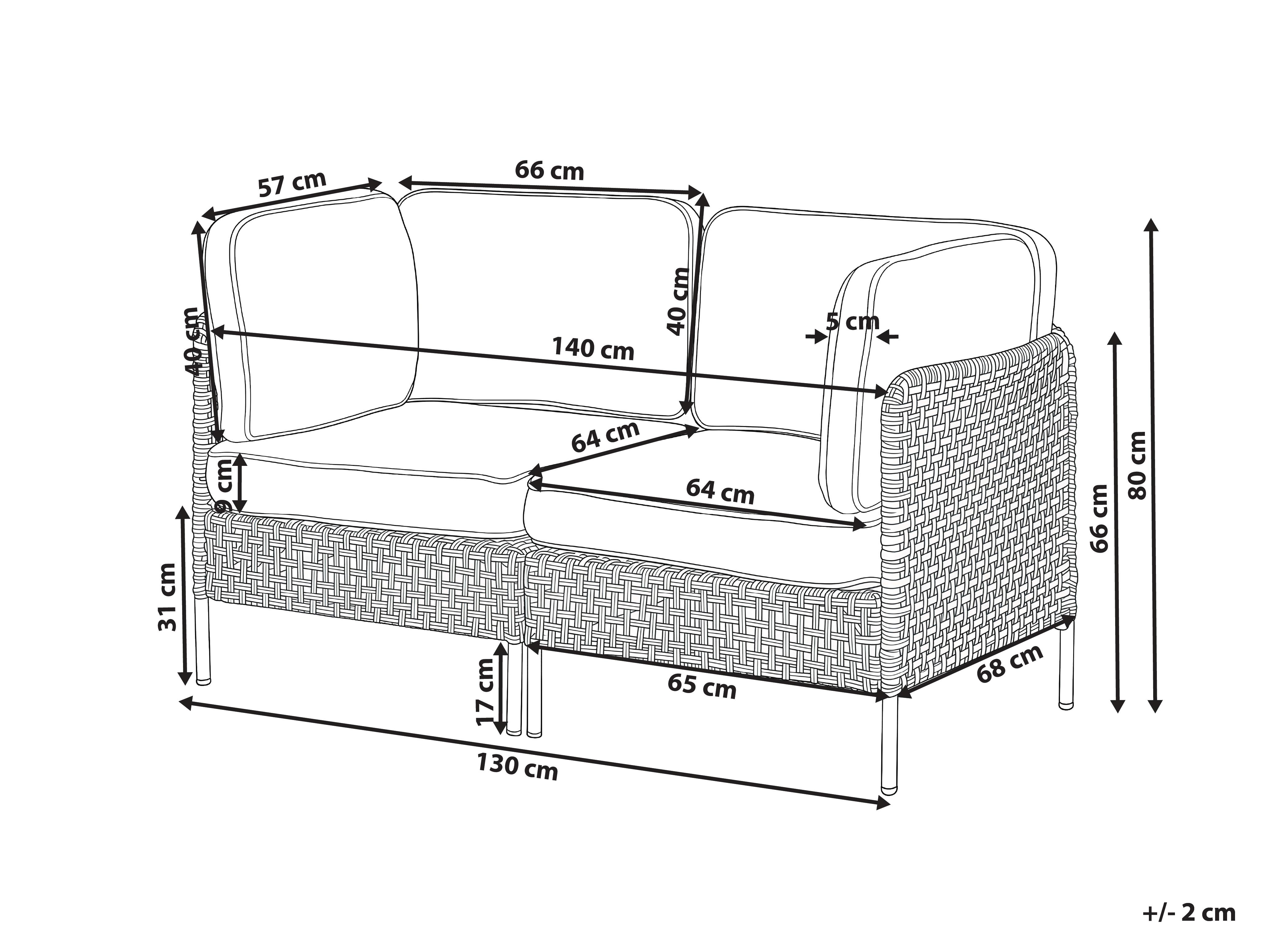 Tuinbank met tafel 2-zits OMEGANA PE rotan Lichtbeige
