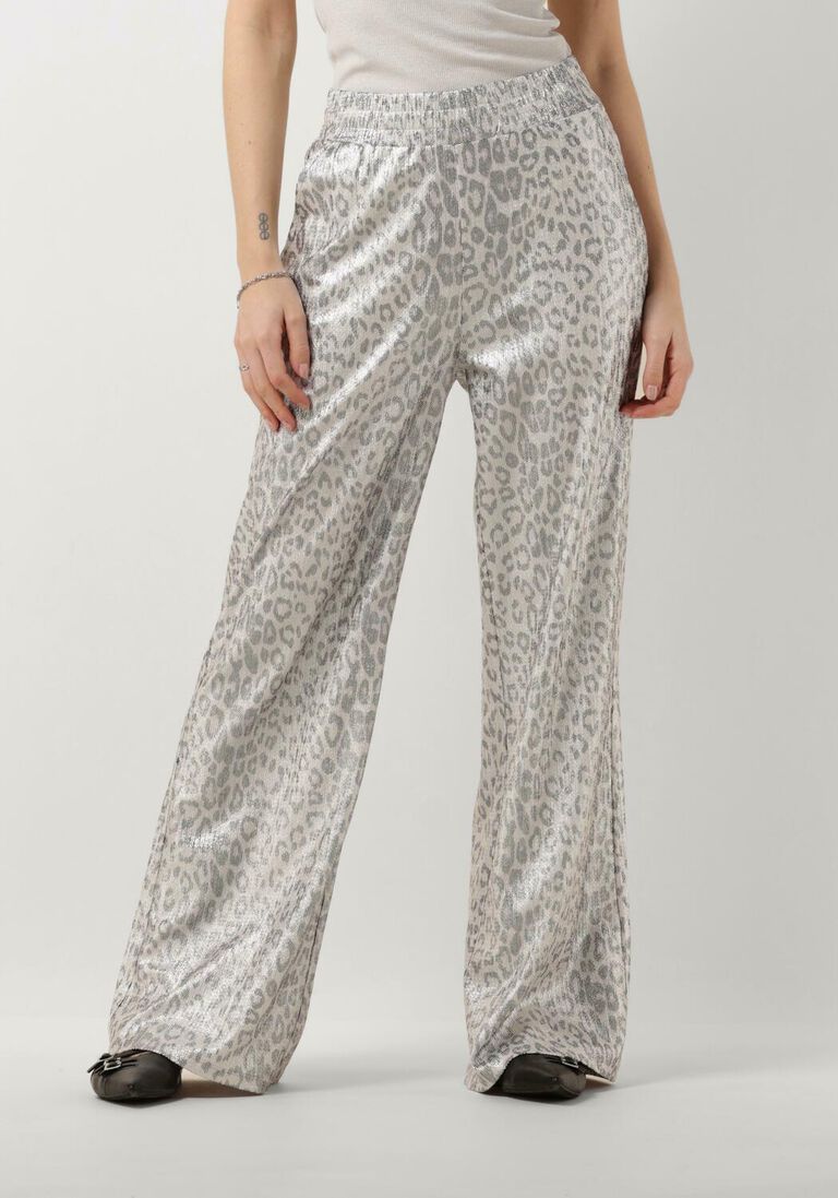 ALIX THE LABEL zilveren alix the label wijde broek ladies knitted leopard pants