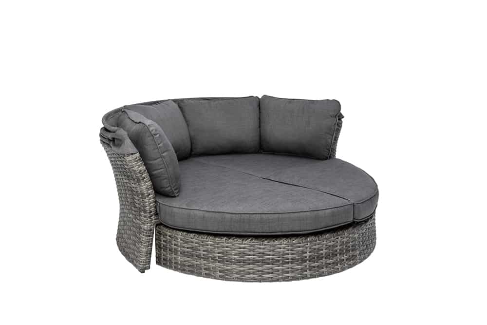 Drehbare Sonneninsel SEATTLE 195cm grau mit Sonnendach inkl. Kissen, das Original