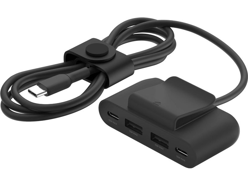 Belkin USB-Hub 4-Port USB Charge Schwarz Schnellladefähiger Hub mit zwei USB-C und zwei USB-A-Ports