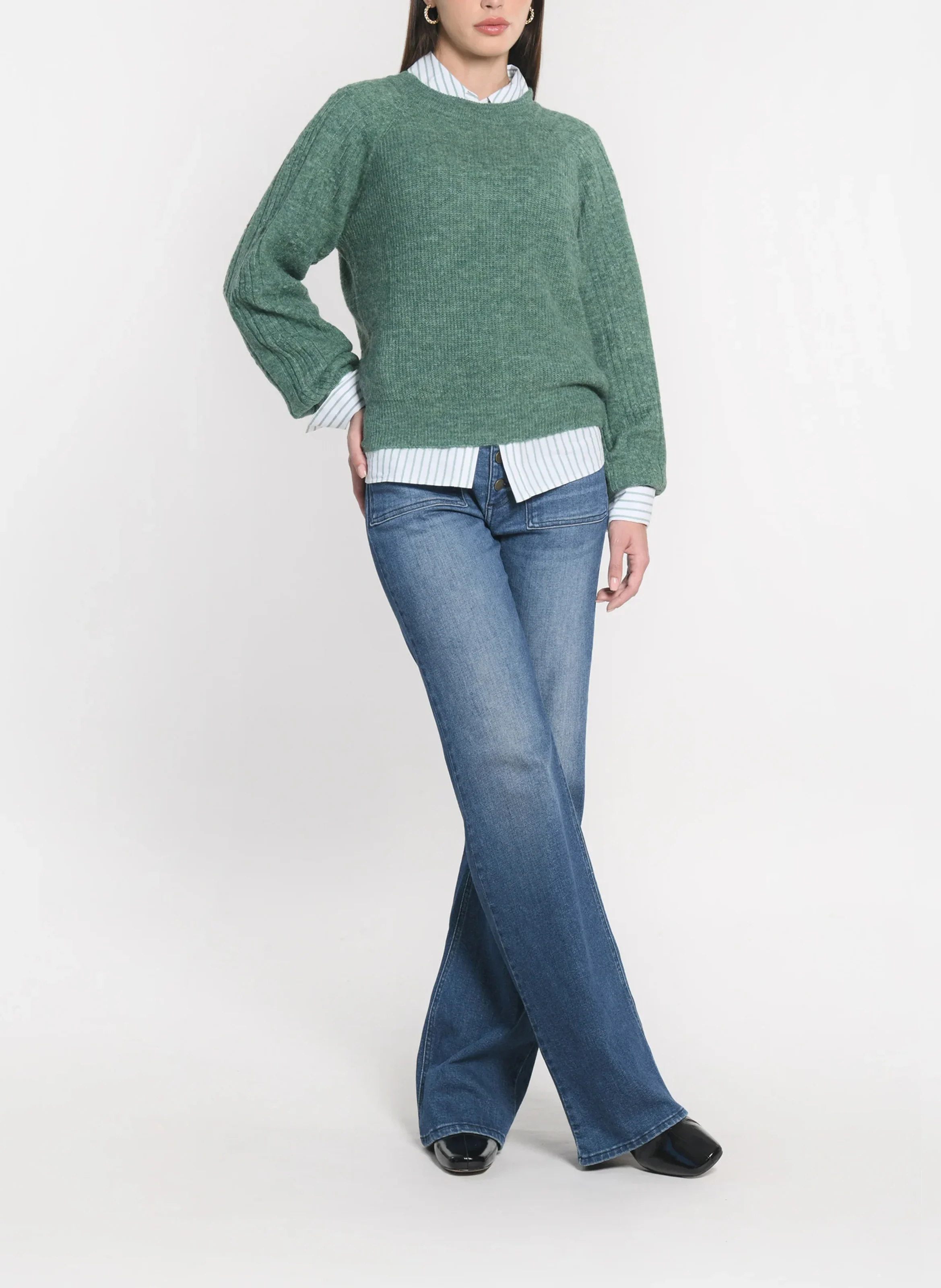 CARRY - Pull droit col rond | Vert