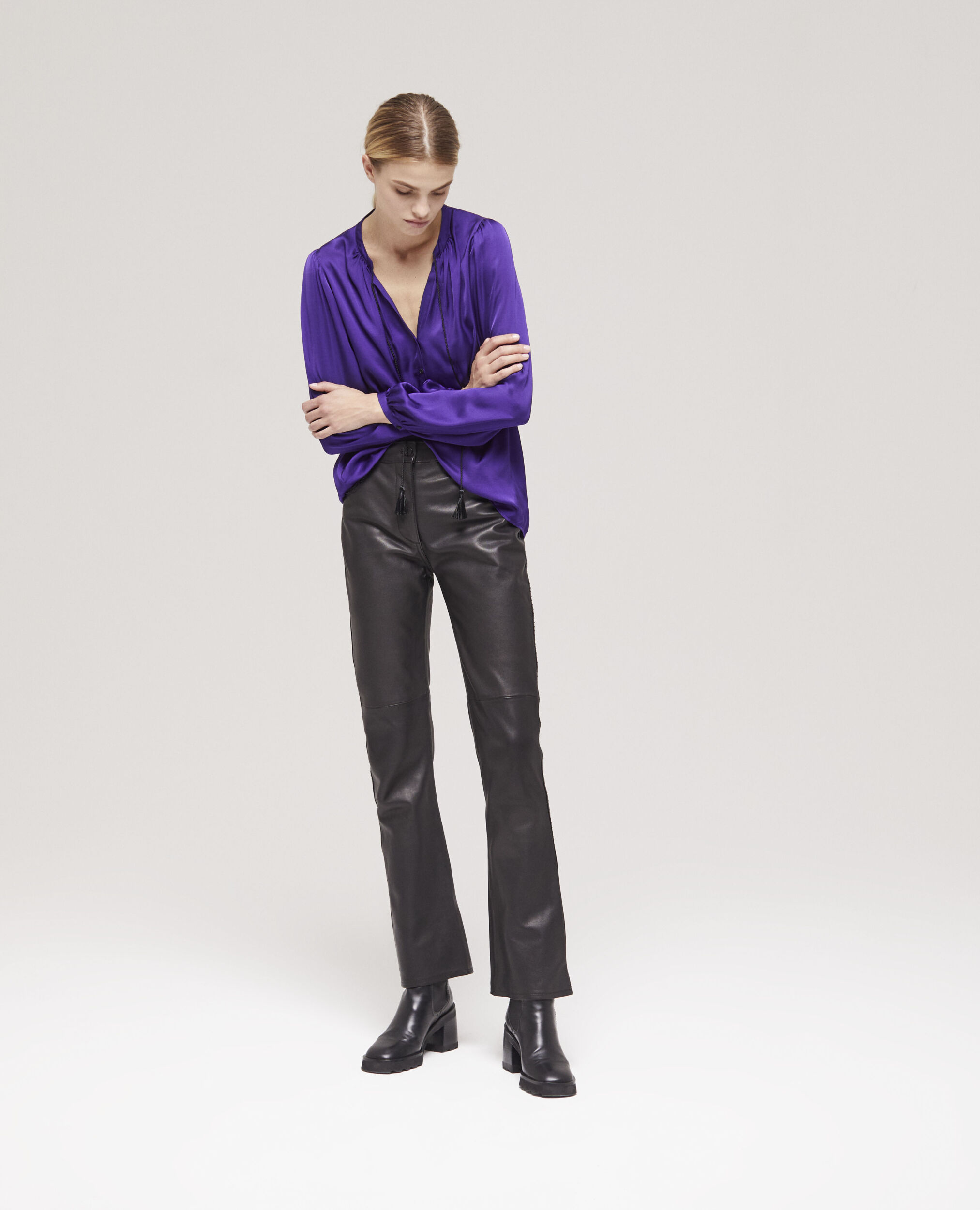 Chemise manches bouffantes violette