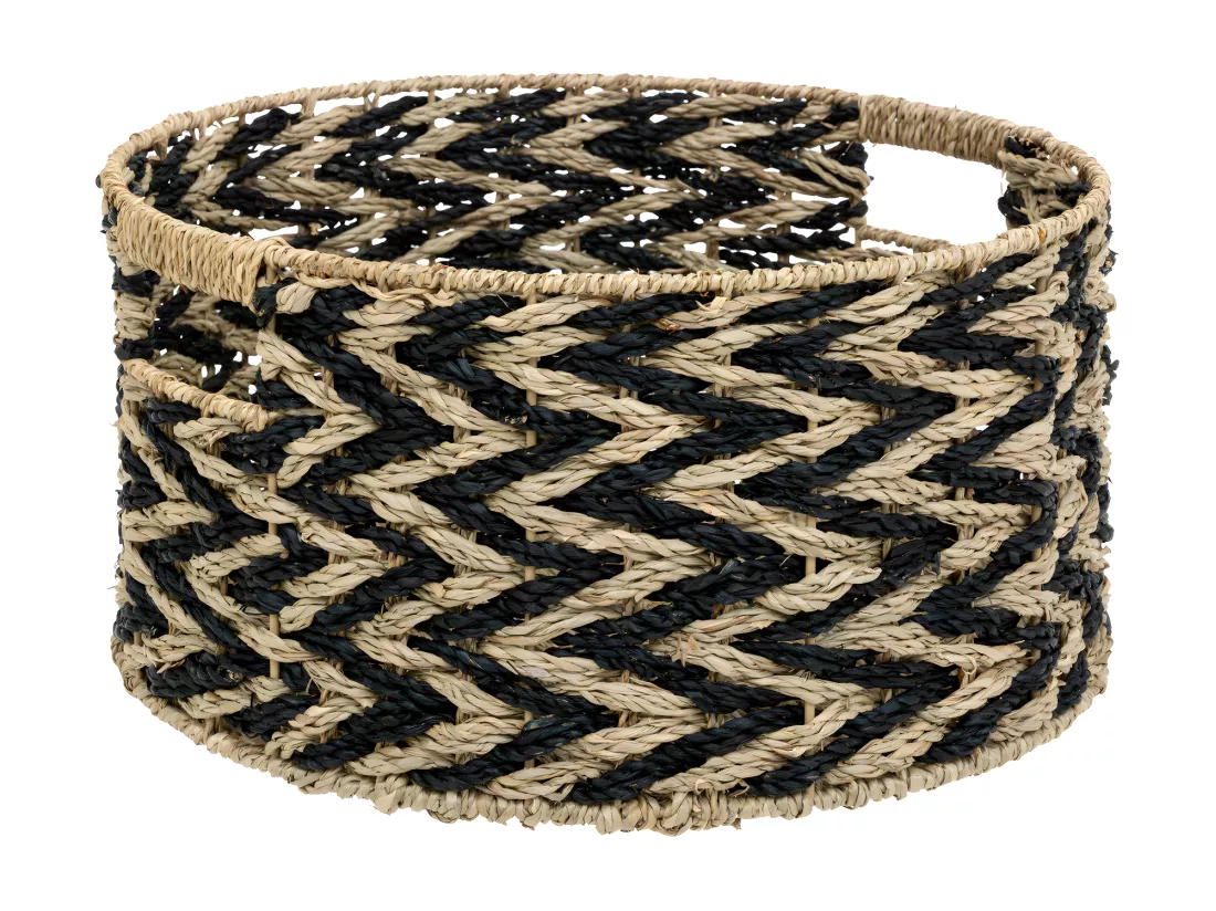 Lot de 3 Paniers de rangement Beige et Noir D 38 D 30 et D 24 cm