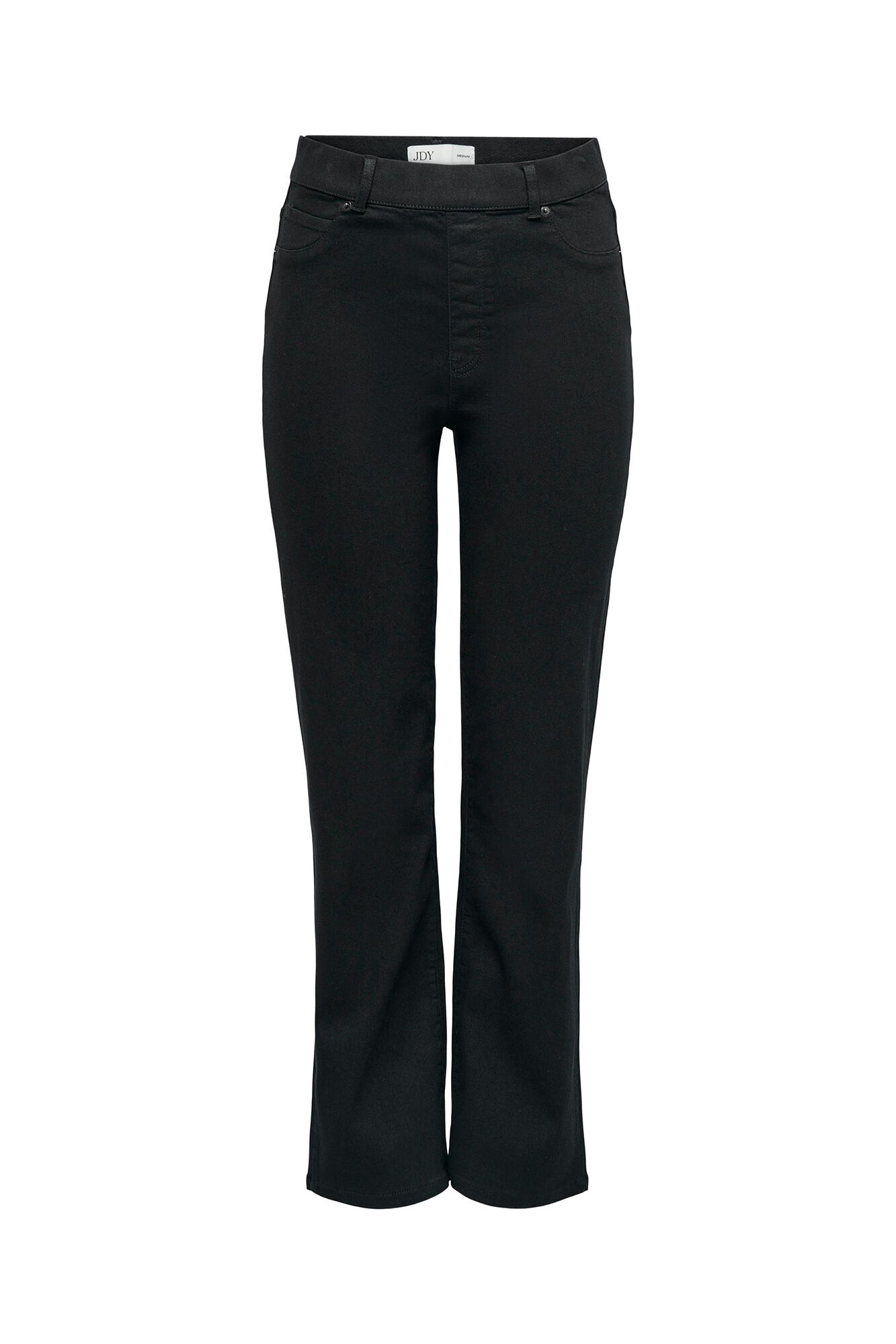 Calça jeans de corte reto com acabamento tingido elástico