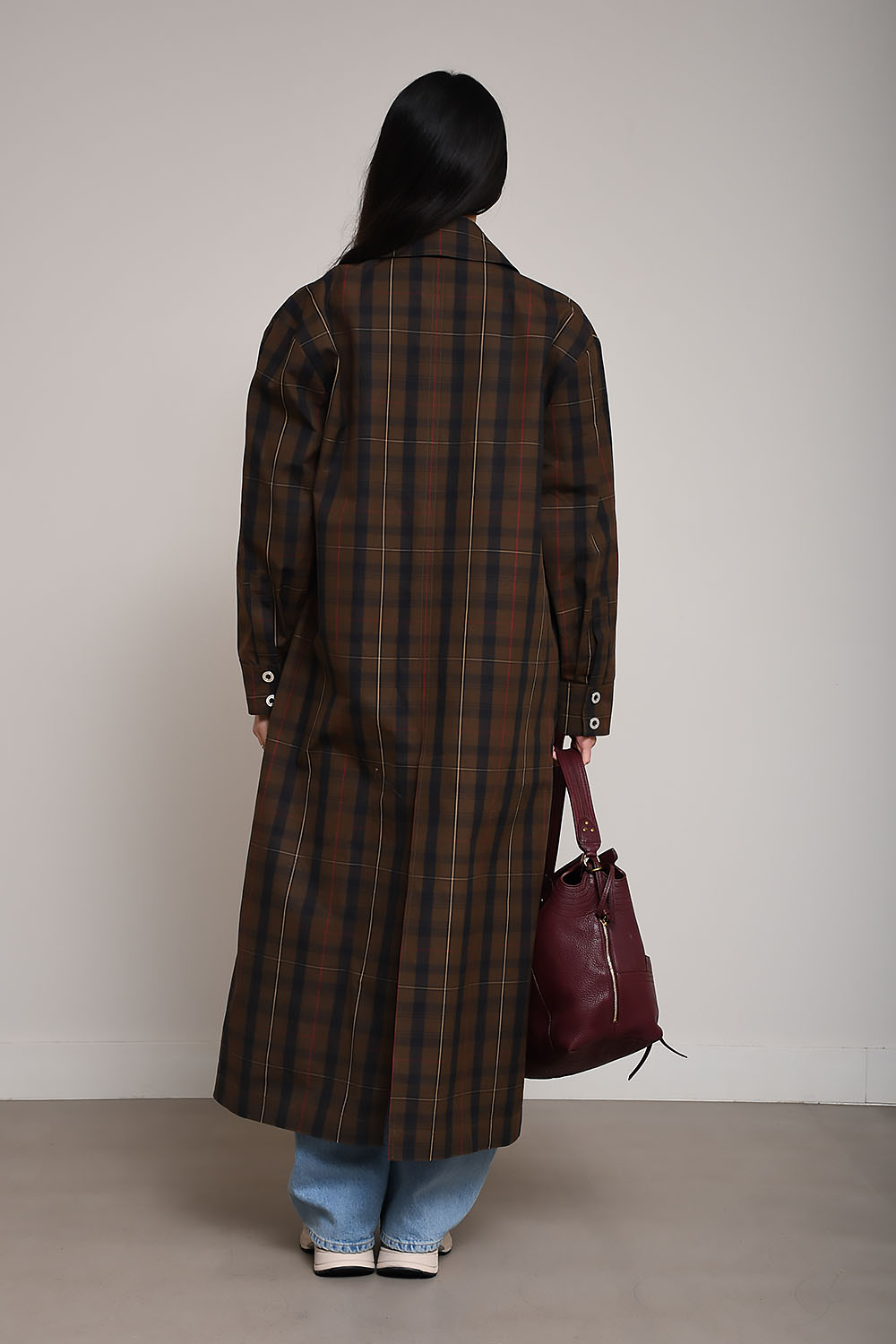 Victoria checked cotton trenchcoat