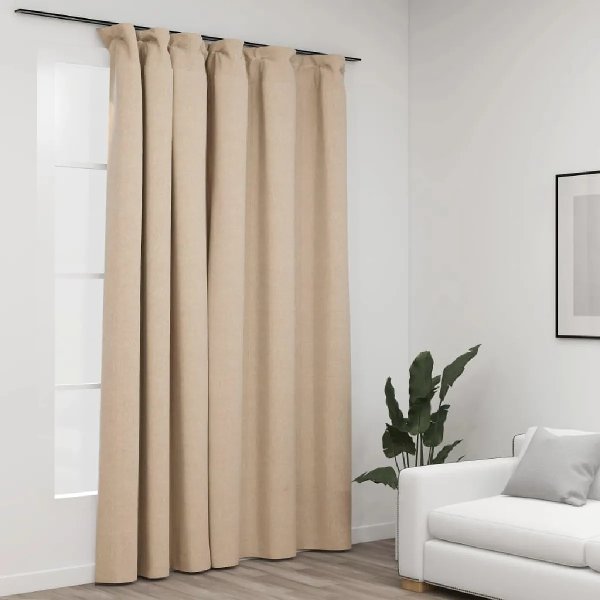 vidaXL Rideau occultant Aspect lin Beige - 290x245 cm