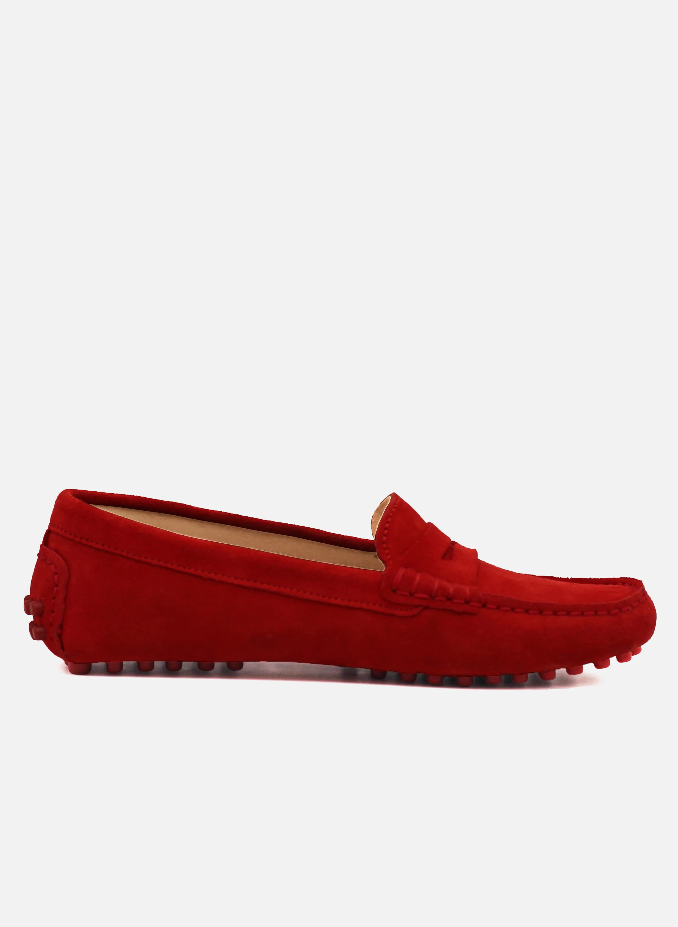 Mocassins femme cuir daim | Rouge