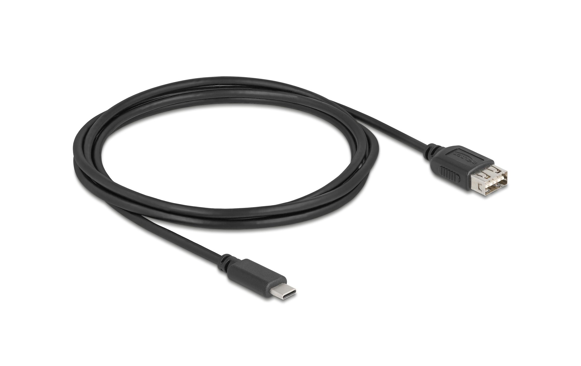 USB 2.0-Kabel USB C - USB A 2 mUSB Kabel zur Datenübertragung und Stromversorgung über kurze Strecke