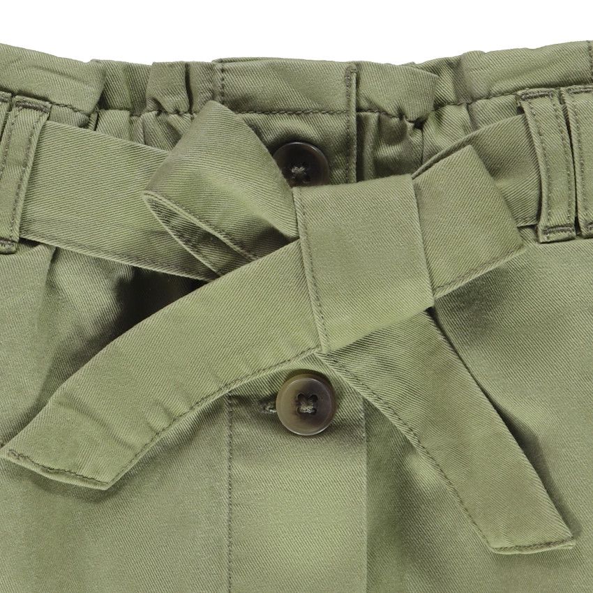 Jupe trapèze boutonnée avec ceinture à nouer pour fille - Vert