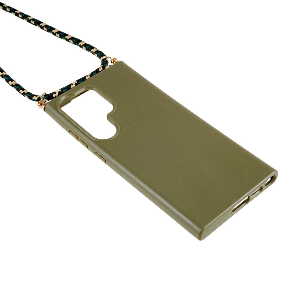 Samsung Galaxy S23 Ultra 5G Necklace Bio Gummi Case Hülle Eco Friendly Nachhaltig Kompostierbar   Handykette (150cm) - Dunkelgrün