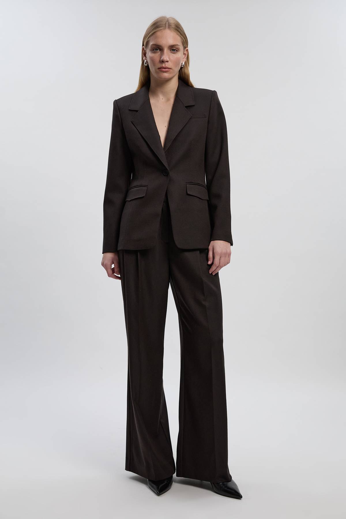 KarenMillen Blazer Cintré Chiné à Boutonnage Simple