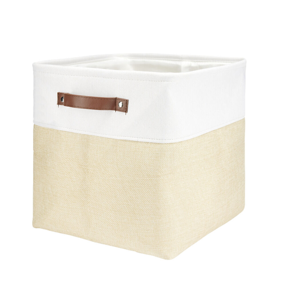 Panière de rangement Box Cube tissu 31x31xH29cm (2 modèles beige ou gris)