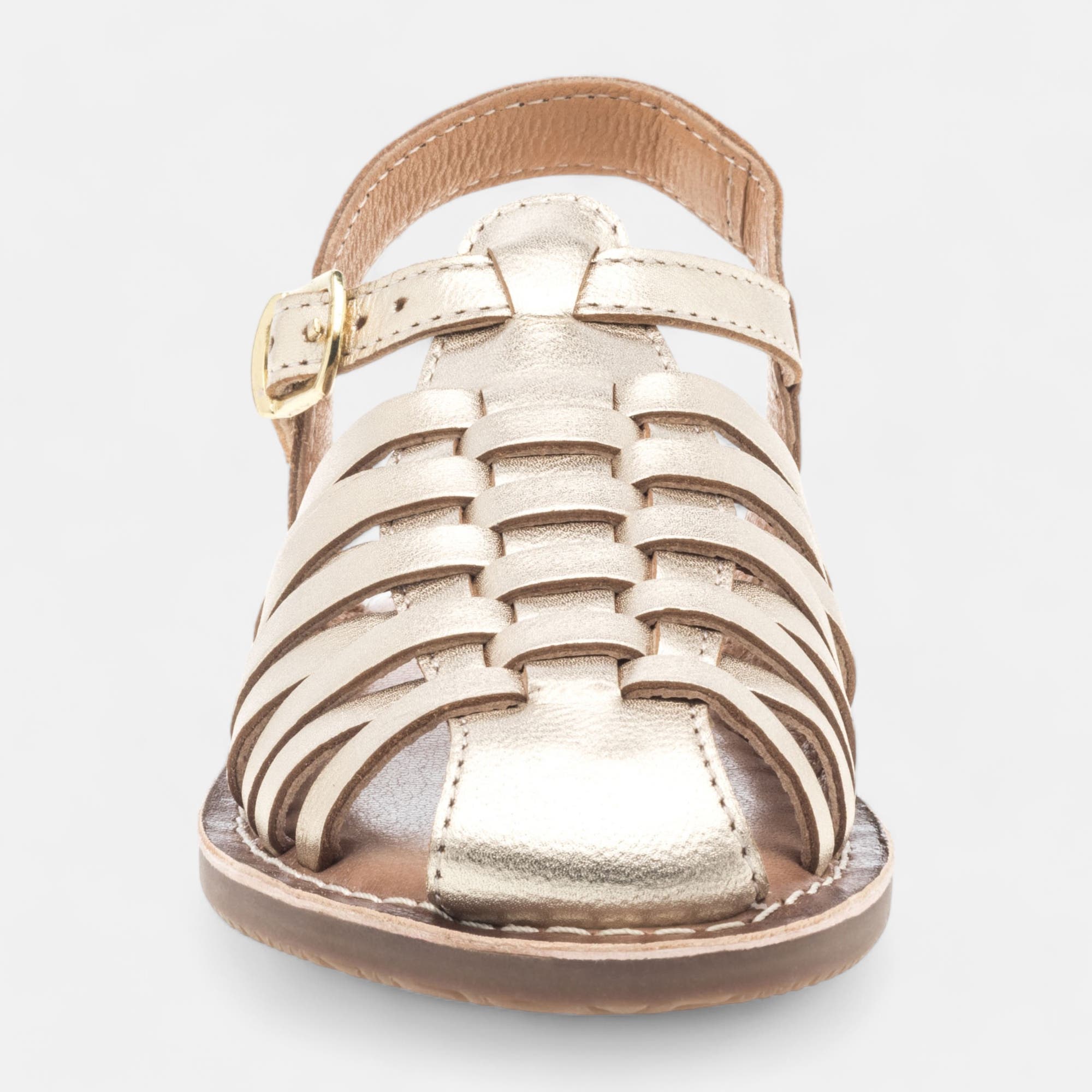 Nu-pieds Fille en cuir or