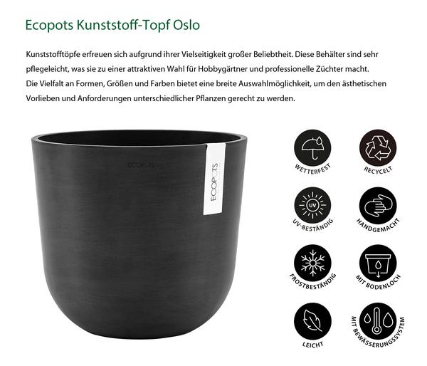 Ecopots Kunststoff-Topf Oslo mit Wassersystem,