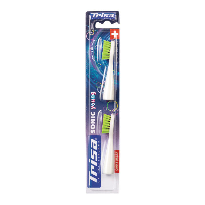 Ersatzbürsten für Trisa Sonic Advanced Young Schall-Zahnbürste, 2er Set