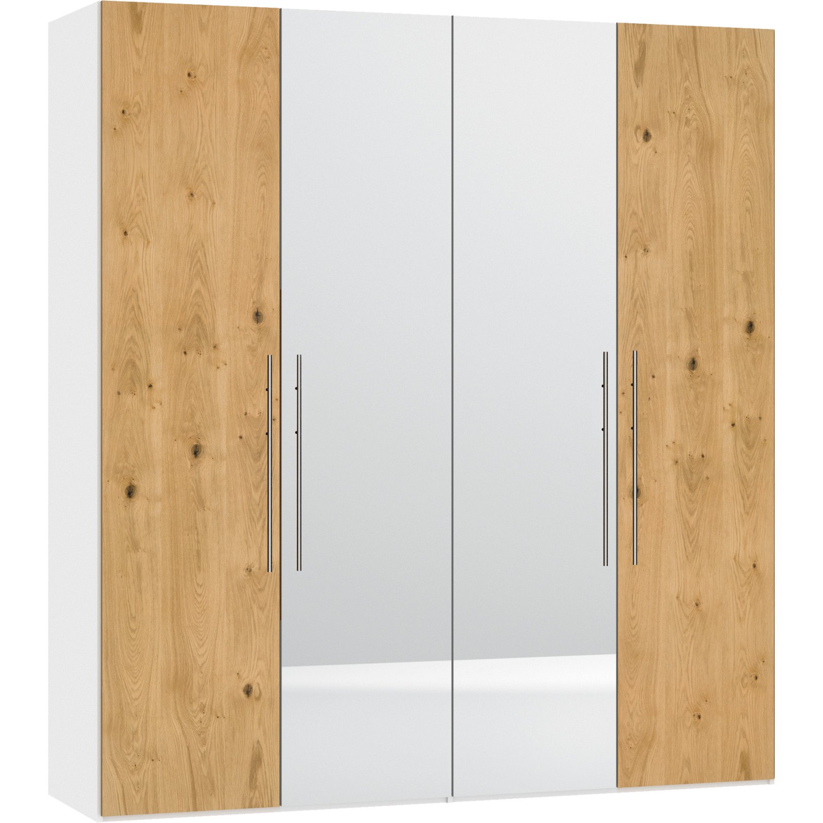 Schrank Schweizer 201 Eiche Furnier weiss, mit Spiegel