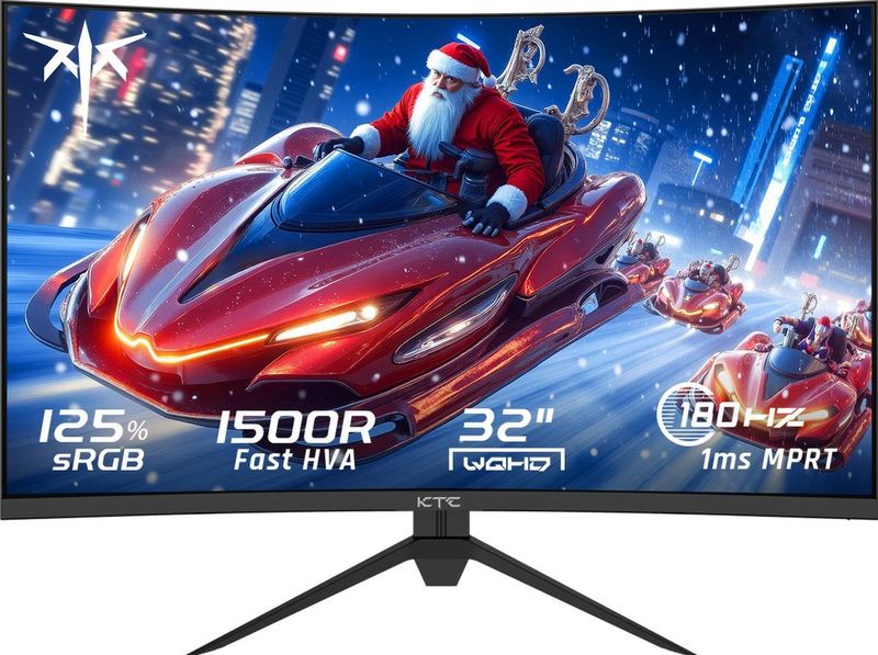 KTC H32S17 - 32 inch - Curved Gaming Monitor - 2560x1440 - 180Hz - 99% sRGB - HDR10 - 1ms MPRT